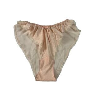 NEW Vintage Victoria's Secret High Cut Panties Size M Gold Label Ruffle Sheer